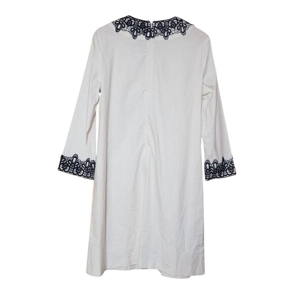 Preston & York Linen Blend Tabitha Embroidery Dress White/Navy Tunic S 6 New - Picture 7 of 7